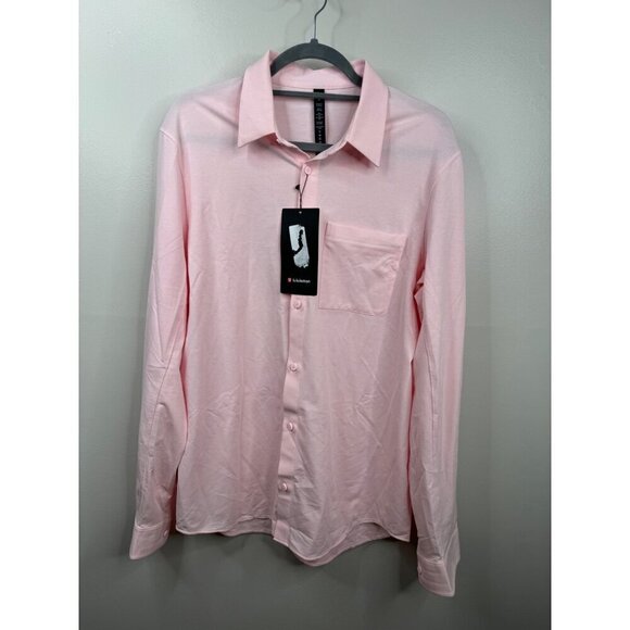 NWT Mens Lululemon Pink Button Down Oxford Shirt Stretch Size L $118 Long Sleeve - Picture 4 of 5